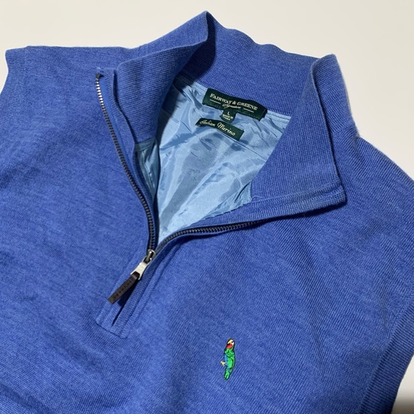 Fairway & Greene Signature Italian Merino Wool Vest Golf Men Size L Blue Golfing - Picture 3 of 7